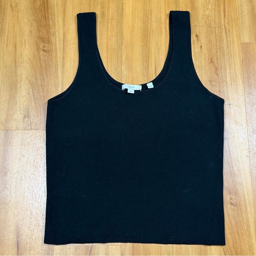 Vince Women’s Black Sleeveless Knit Tank Top Size‎ L Viscose Blend Minimalist